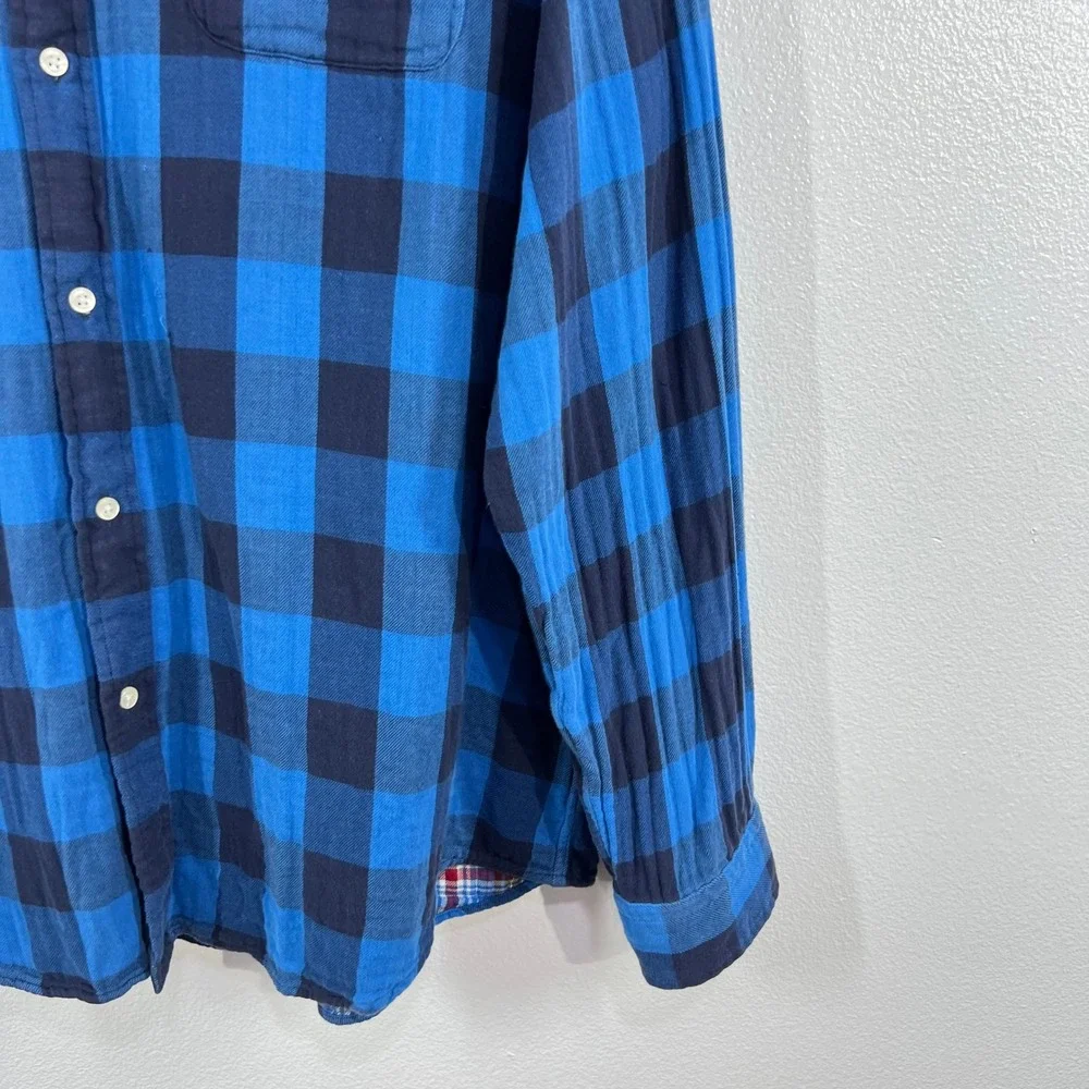 Polo Ralph‎ Lauren Double Faced Shirt XXL Checked Plaid Reversible Interior Blue
